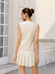 Classic Mini Sleeveless Two-piece set with pleats and pockets