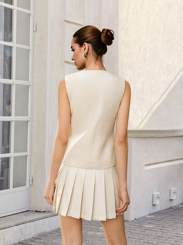 Classic Mini Sleeveless Two-piece set with pleats and pockets