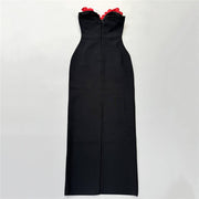 Strapless Floral Beaded Tube Party Cocktail Elegant Maxi Dress