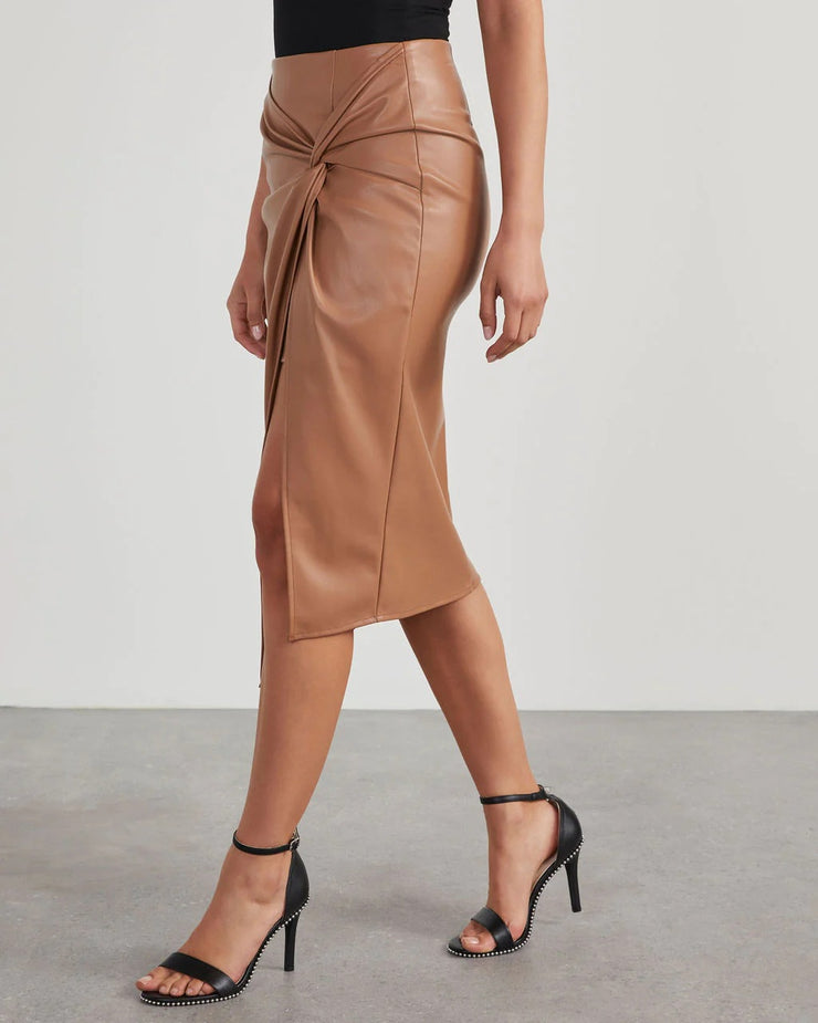 Split Mid Length Sexy Faux Leather Hip Skirt for Women