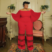 Gorgeous Bold Jumpsuit with Butterfly Sleeves in Plus Size for Women