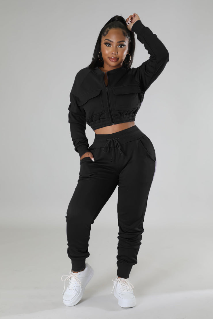 Sporty Lightweight Crop top Active Two Piece Pantsuit