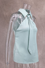 Halter Mock Necktie Halter Blouse for Women