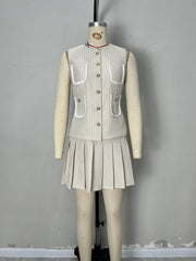 Classic Mini Sleeveless Two-piece set with pleats and pockets