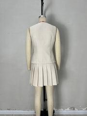 Classic Mini Sleeveless Two-piece set with pleats and pockets