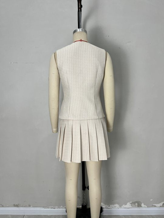 Classic Mini Sleeveless Two-piece set with pleats and pockets