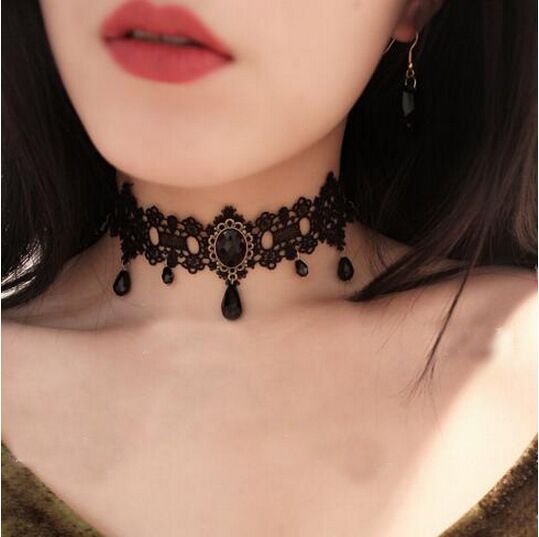 Lace inlay rhinestones women's choker