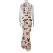 Women Sexy Plunge Neck and Figure Flattering Sheath Maxi Dress