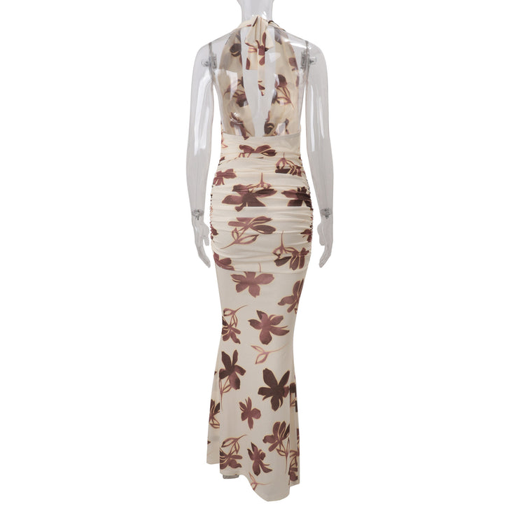 Women Sexy Plunge Neck and Figure Flattering Sheath Maxi Dress