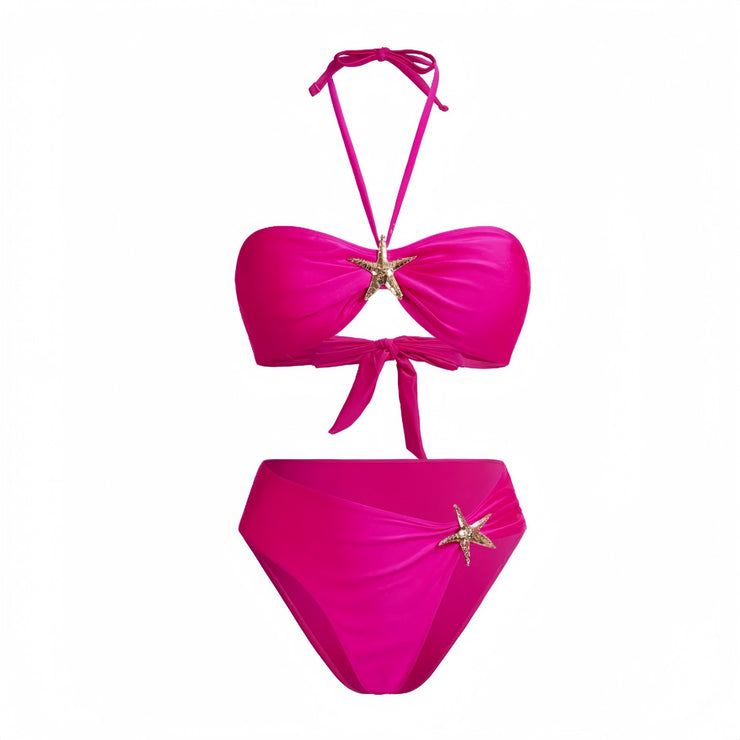 Women Bikini Three Piece Set Halter top Bikini Split skirt Swimsuit Beachwear swimsuit set
