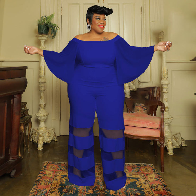 Gorgeous Bold Jumpsuit with Butterfly Sleeves in Plus Size for Women