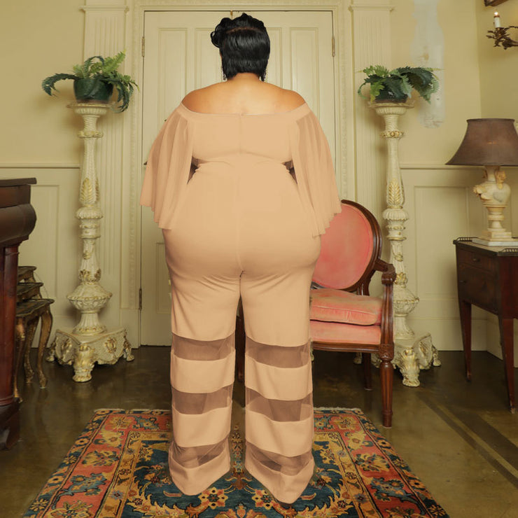 Gorgeous Bold Jumpsuit with Butterfly Sleeves in Plus Size for Women