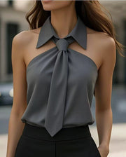 Halter Mock Necktie Halter Blouse for Women