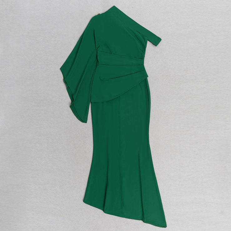 Elegant Off-Shoulder Ribbed Long Slim Fit Dress for Women