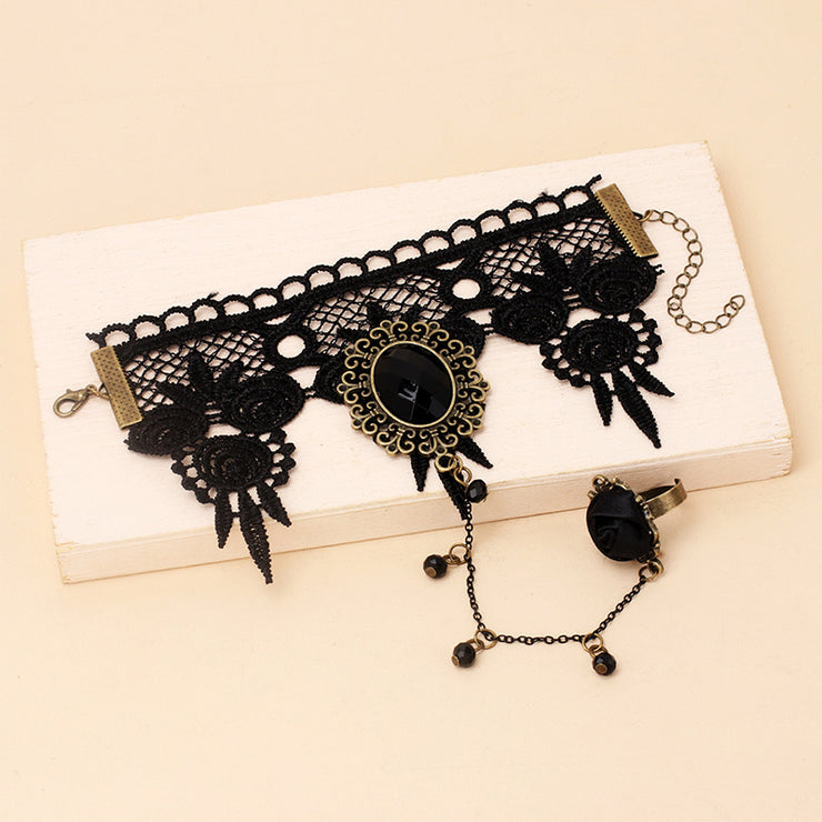 retro palace gothic lolita dark lace bracelet