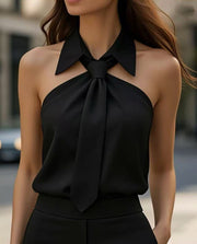 Halter Mock Necktie Halter Blouse for Women
