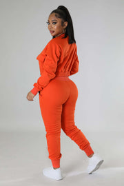 Sporty Lightweight Crop top Active Two Piece Pantsuit