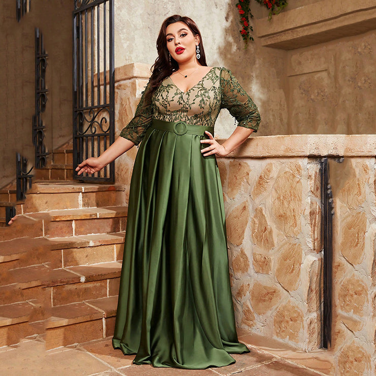 Plus Size Evening Dress in Stylish Elegant Green Dress