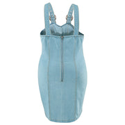 Women Plus Size Short Sleeveless Dress with Gold Buckle Suspender