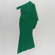 Elegant Off-Shoulder Ribbed Long Slim Fit Dress for Women