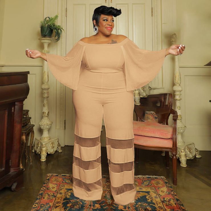 Gorgeous Bold Jumpsuit with Butterfly Sleeves in Plus Size for Women