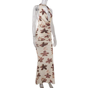 Women Sexy Plunge Neck and Figure Flattering Sheath Maxi Dress