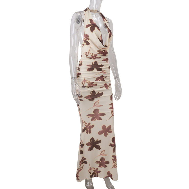 Women Sexy Plunge Neck and Figure Flattering Sheath Maxi Dress