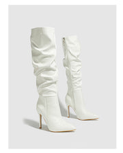 Women Sexy High Heel  Stiletto Boots with Zipper Patent Leather Glossy High Leg Boots