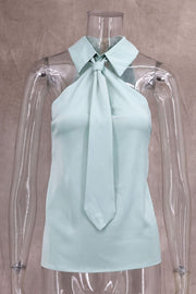 Halter Mock Necktie Halter Blouse for Women