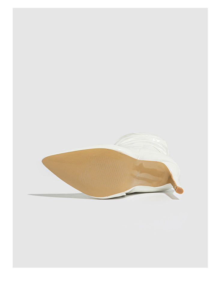 Women Sexy High Heel  Stiletto Boots with Zipper Patent Leather Glossy High Leg Boots