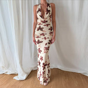 Women Sexy Plunge Neck and Figure Flattering Sheath Maxi Dress