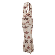 Women Sexy Plunge Neck and Figure Flattering Sheath Maxi Dress