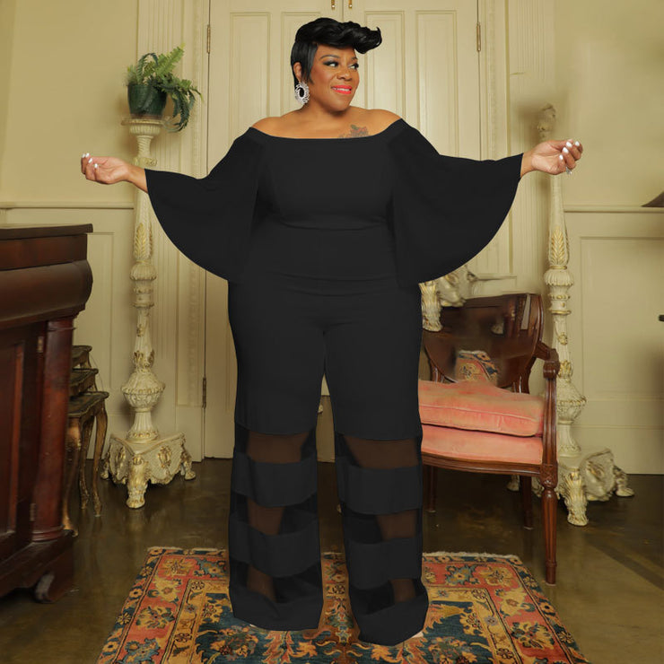 Gorgeous Bold Jumpsuit with Butterfly Sleeves in Plus Size for Women