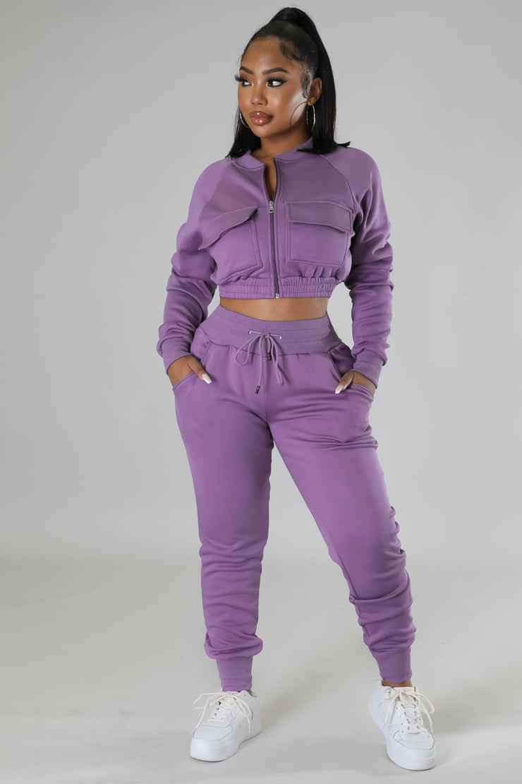 Sporty Lightweight Crop top Active Two Piece Pantsuit