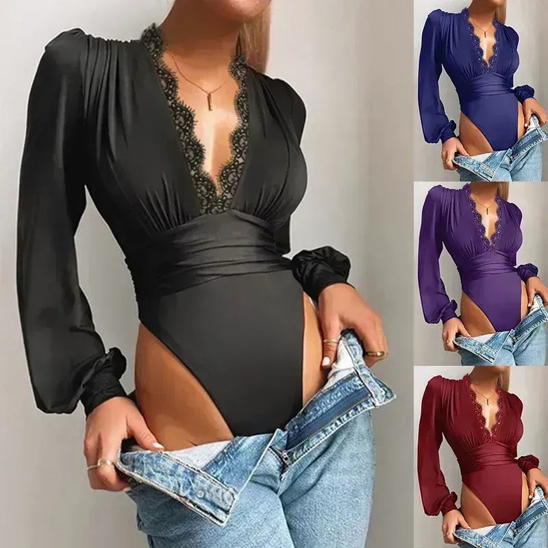 Body : Style lingerie pour femme à manches longues