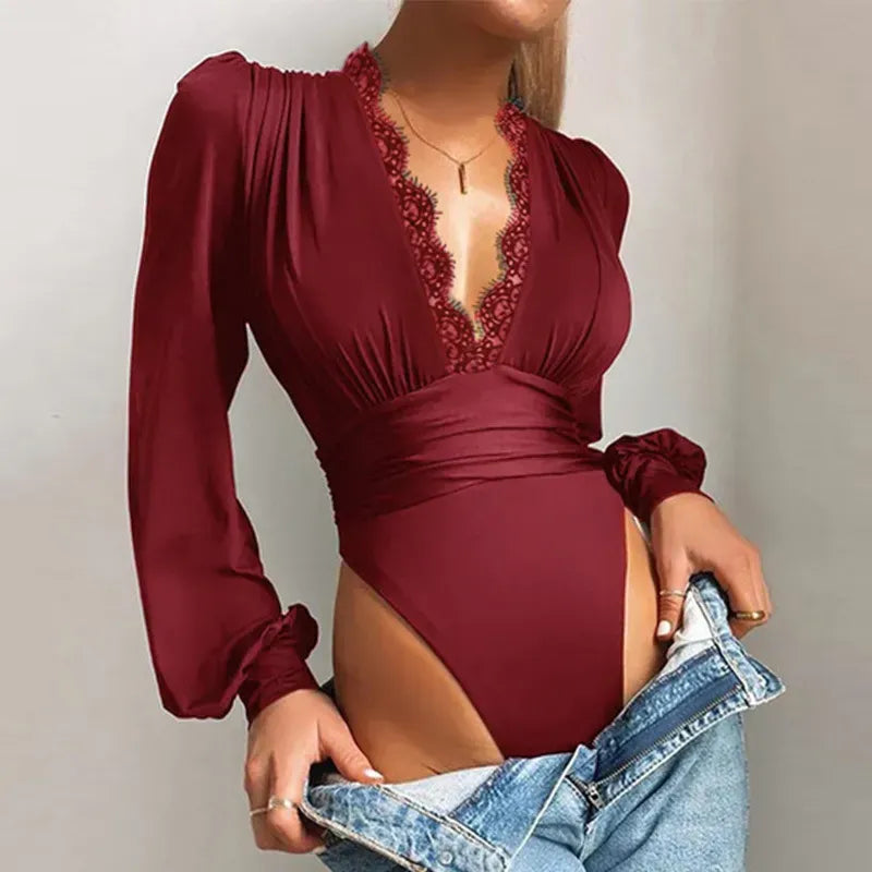 Body : Style lingerie pour femme à manches longues