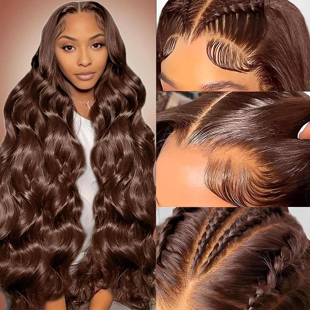 Chocolate Brown Body Wave Lace Front Wig 40 46 Inch Brazilian Human Hair Wigs Lace Front Wig 13x4 13x6 Brown Wig For Women