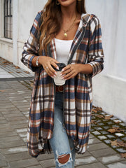 Devine Plaid Zip Up Hooded Coat