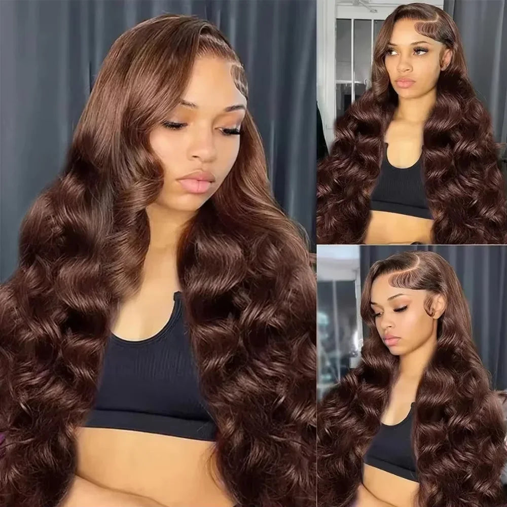 Chocolate Brown Body Wave Lace Front Wig 40 46 Inch Brazilian Human Hair Wigs Lace Front Wig 13x4 13x6 Brown Wig For Women
