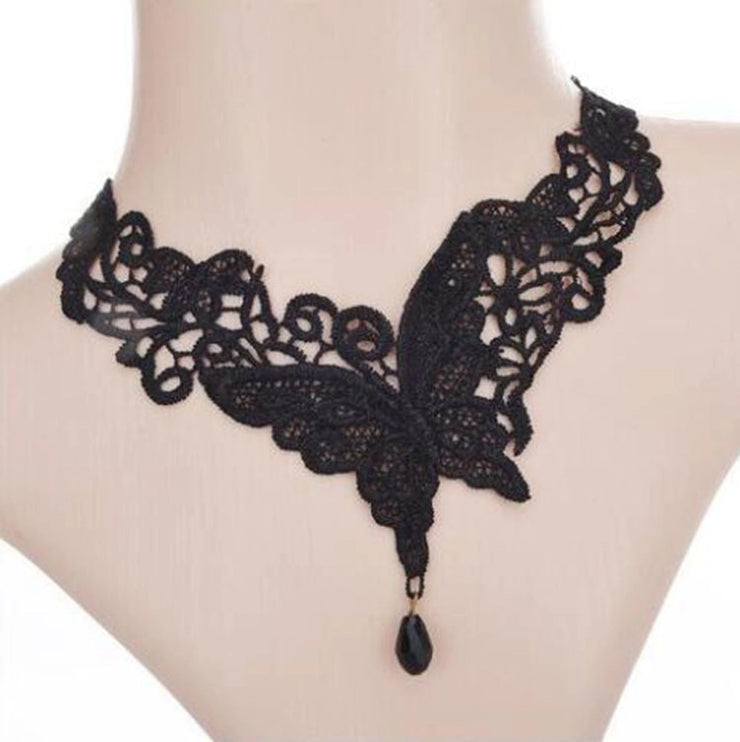 Lace inlay rhinestones women's choker