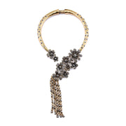 Stylish tassel flower alloy inlay artificial crystal women's necklace