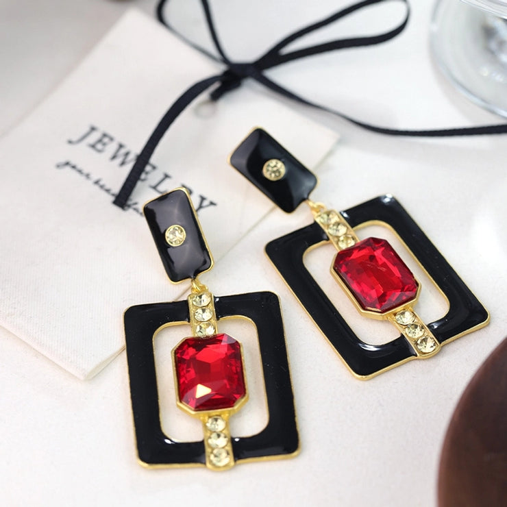 Retro Simple Style Elegant Geometric Artificial Crystal Drop Earrings