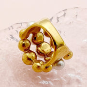 Jewelry Vintage Style Simple Style Round 304 Stainless Steel Pearl 14K Gold Plated Plating Hollow Out Inlay Rings