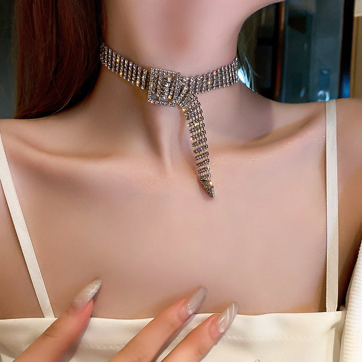 Elegant Style rhinestones women's choker