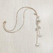 Fashion Leaf Alloy Artificial Pearls Artificial Diamond Women's Long Necklace