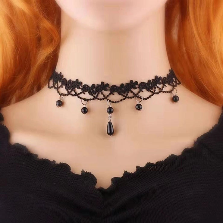 Lace inlay rhinestones women's choker