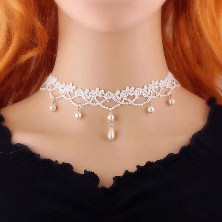 Lace inlay rhinestones women's choker