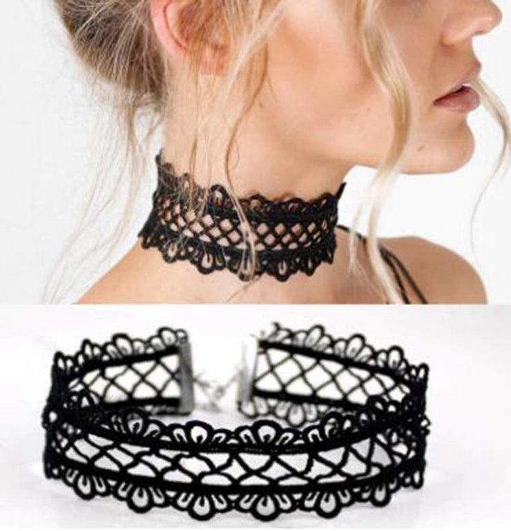 Lace inlay rhinestones women's choker