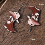 jewelry cowboy style boots wood drop earrings