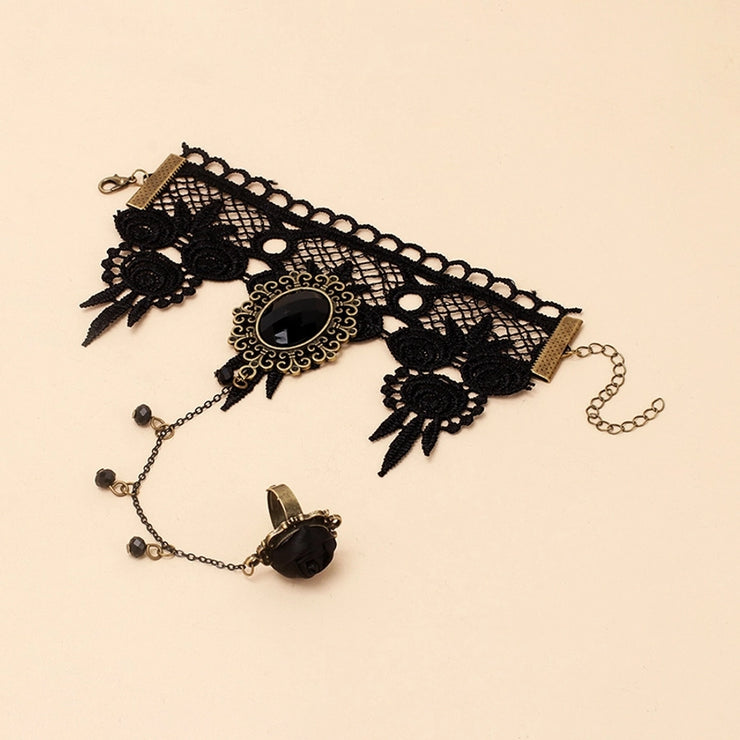 retro palace gothic lolita dark lace bracelet